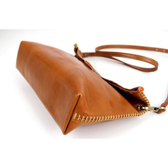 Fredd + Basha TAN BROWN GENUINE LEATHER FLAP SHOULDER BAG HANDBAG X-BODY PURSE - Picture 10 of 16